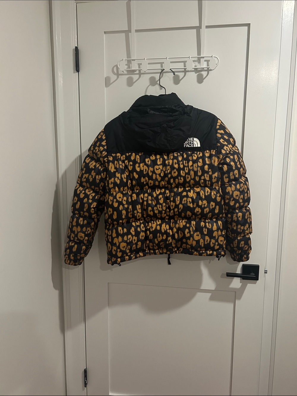 The North Face Black & Gold Leopard Nuptse Puffer Jacket - Picture 2 of 4